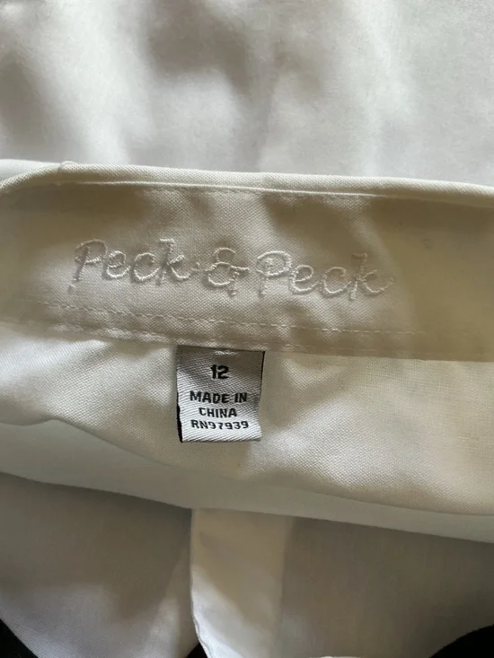 Peck & Peck Classic White Button-Down Shirt size 12 - Picture 3 of 4